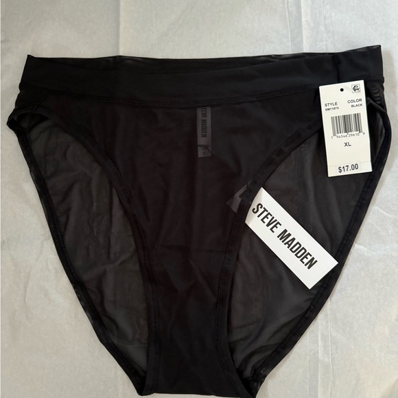 Steve Madden women’s mesh high-leg bikini underwear. XL Black - Picture 5 of 5